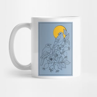 Birds on a branch of rosehip Mug